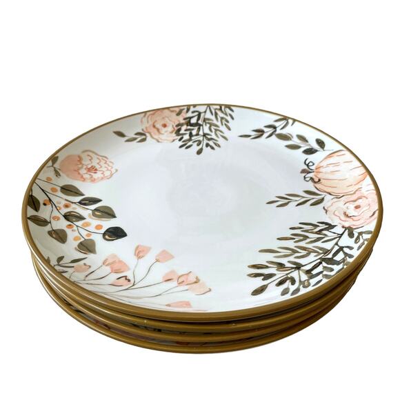 POTTER'S STUDIO Fall Pumpkin Floral 11in Ceramic Dinner Plates Set of 4 NEW - Picture 4 of 11